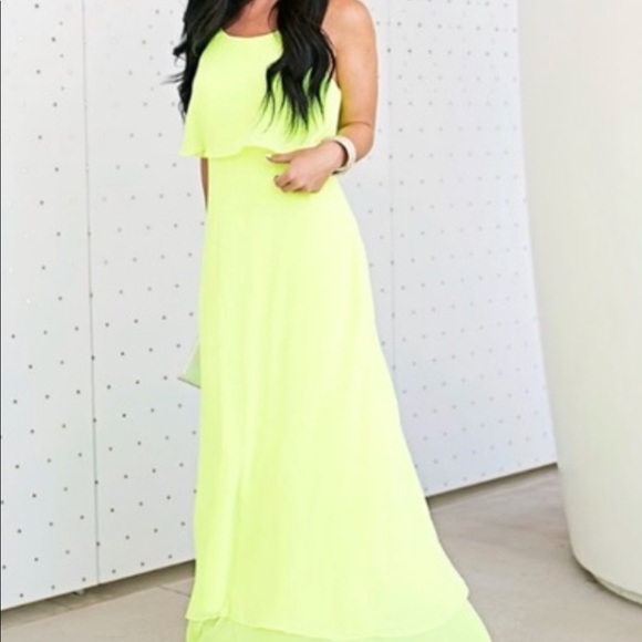 yellow colour maxi dress